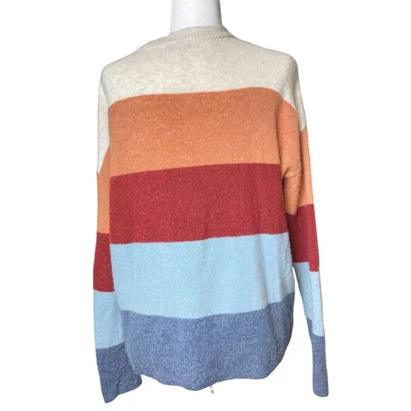 Madewell Crofton Multi Stripe Sweater Coziest Yarn Women’s Small Wool Alpaca