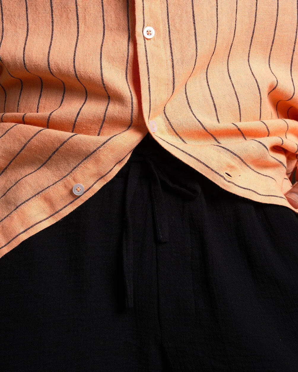Male Black Crinkled Shorts