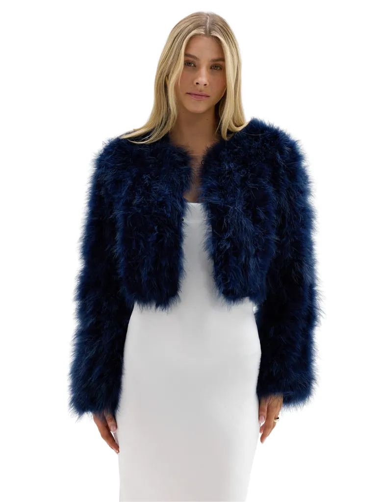 Manhattan Crop Jacket - Navy