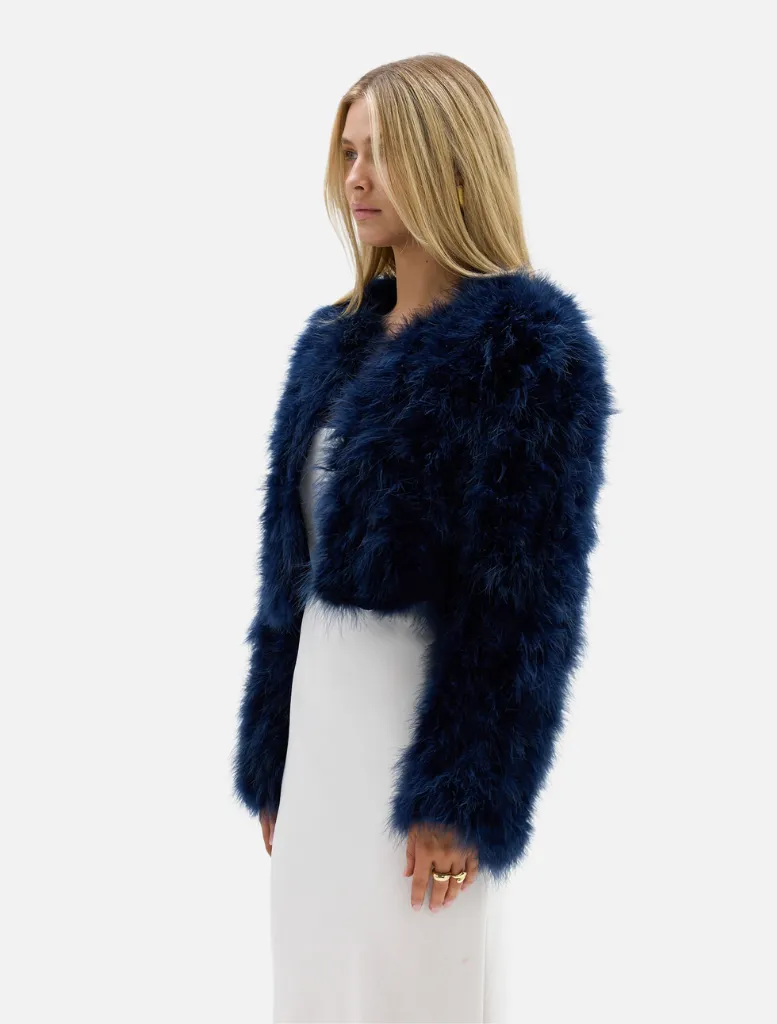 Manhattan Crop Jacket - Navy