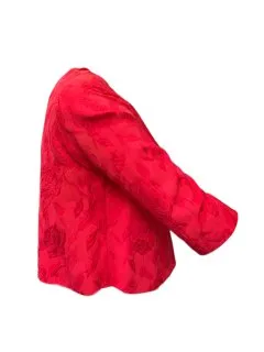 MARINA RINALDI Women's Red Claire Floral Bolero Jacket $850 NWT