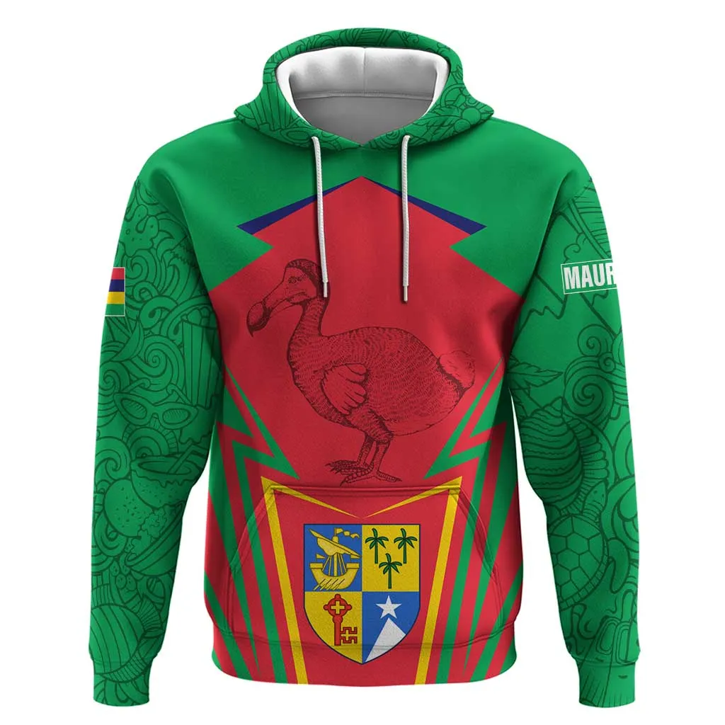 Mauritius Dodo Zip Hoodie Flag Coat of Arms Traditional Patterns TS04