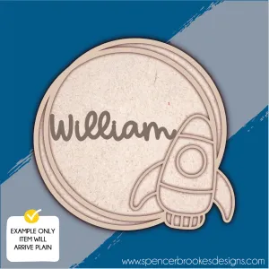 MDF Layered Name Plaque - Rocket