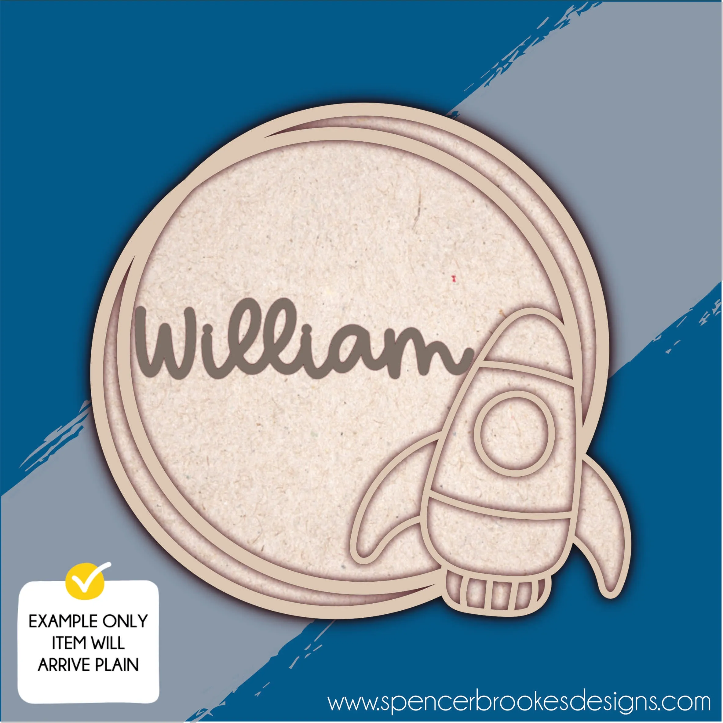 MDF Layered Name Plaque - Rocket