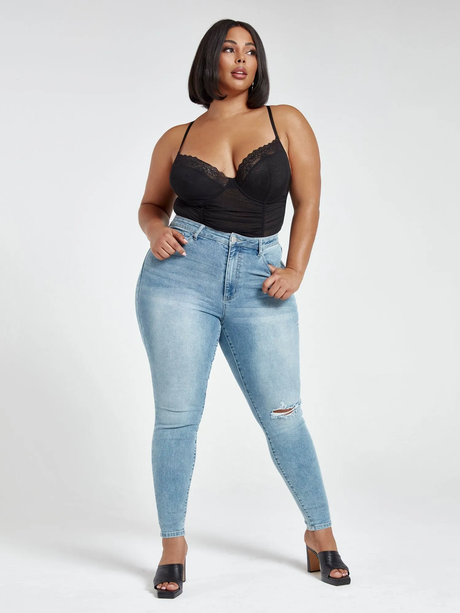 Medium Wash High Rise Skinny Jeans