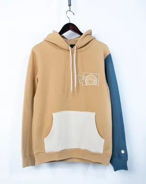 Mediums Collective Colorblock Hoodie - Tan/Cream/Blue