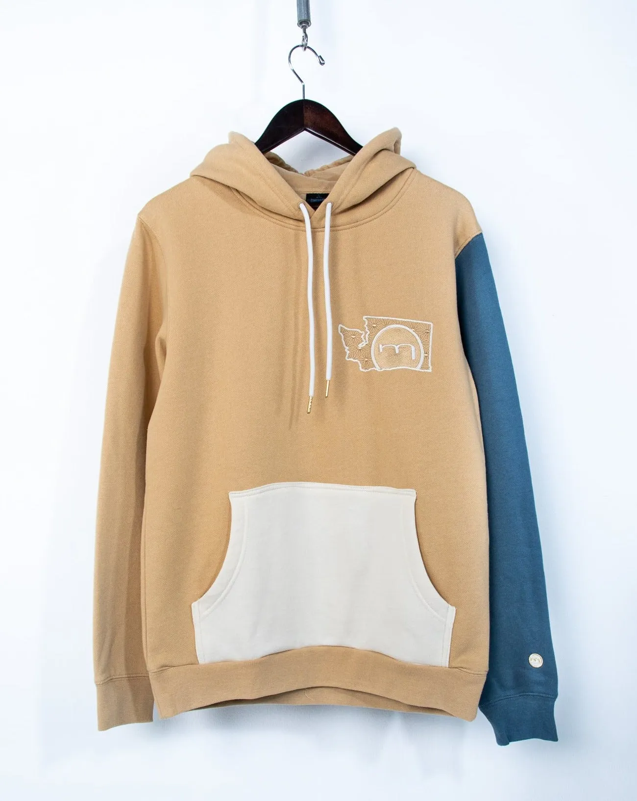 Mediums Collective Colorblock Hoodie - Tan/Cream/Blue