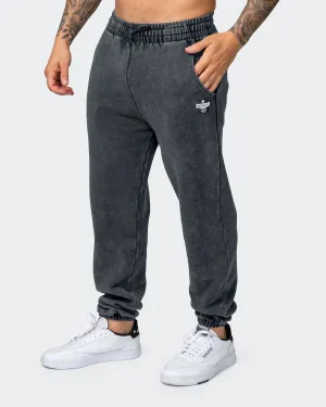 Mens Slouchy Vintage Trackies - Washed Black
