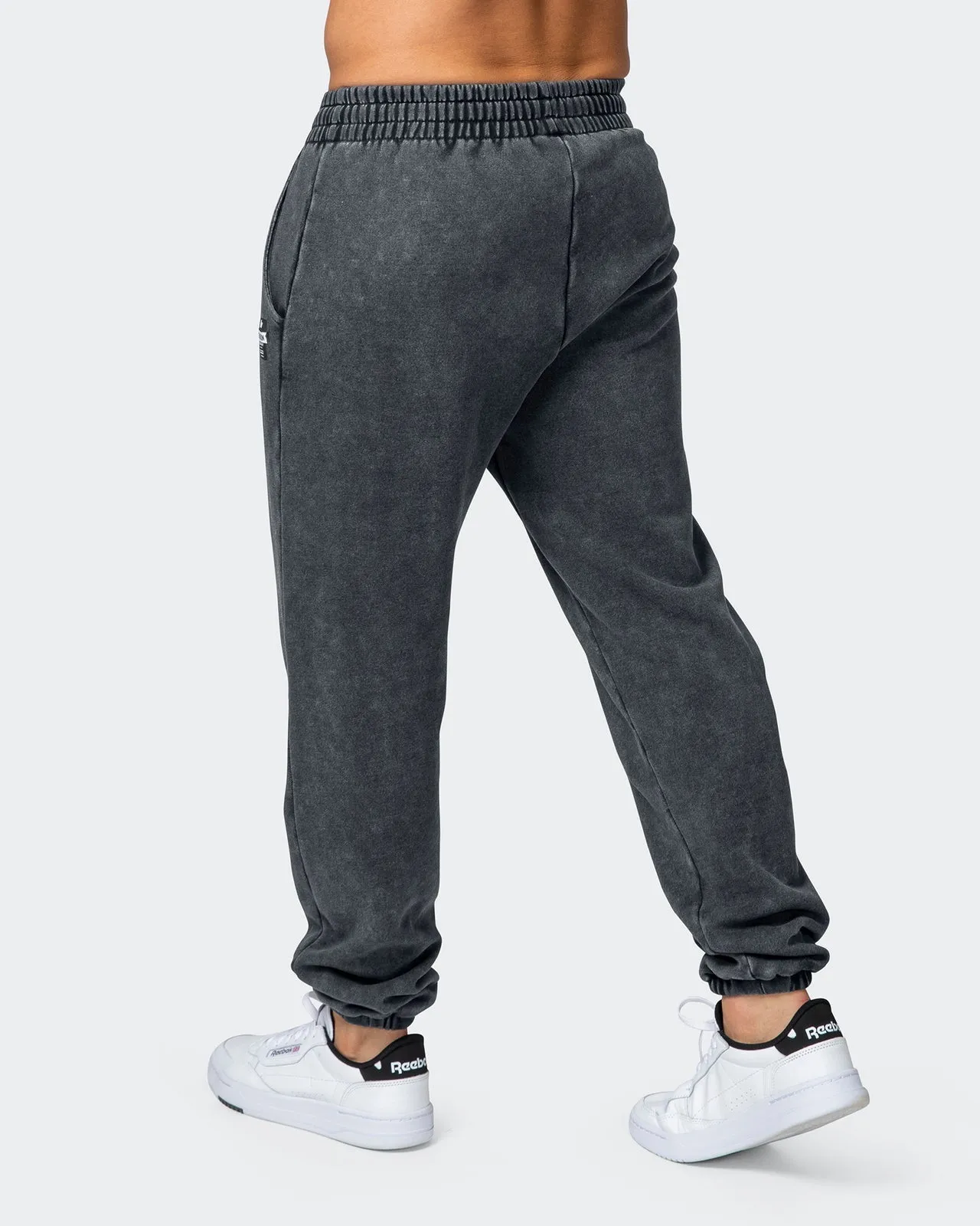 Mens Slouchy Vintage Trackies - Washed Black