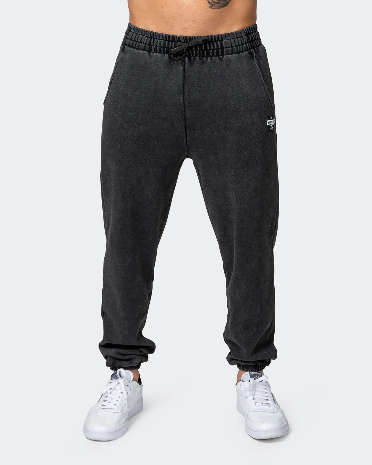 Mens Slouchy Vintage Trackies - Washed Black