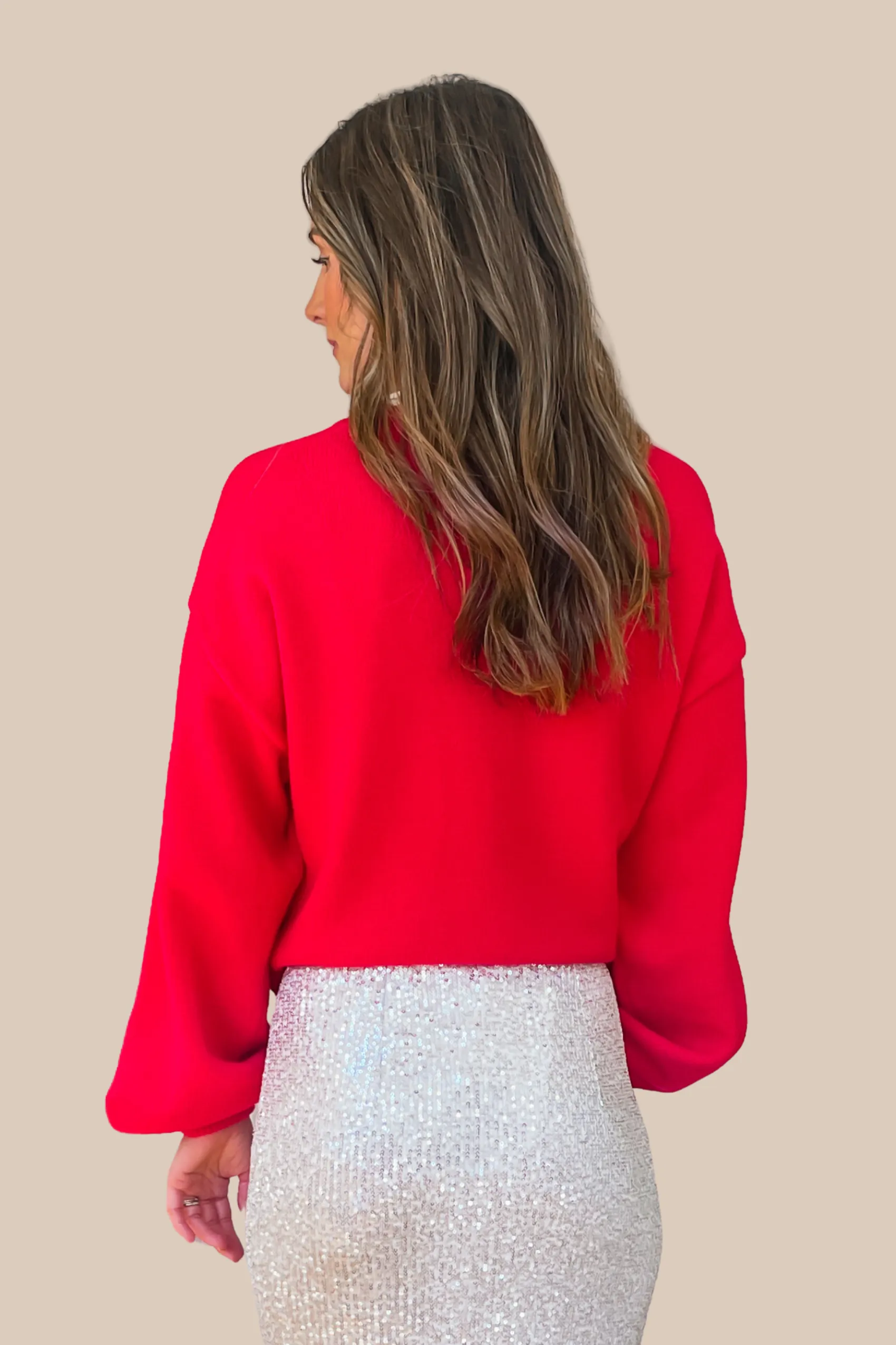 Merry Pearl Sweater - Red