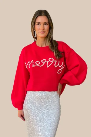 Merry Pearl Sweater - Red