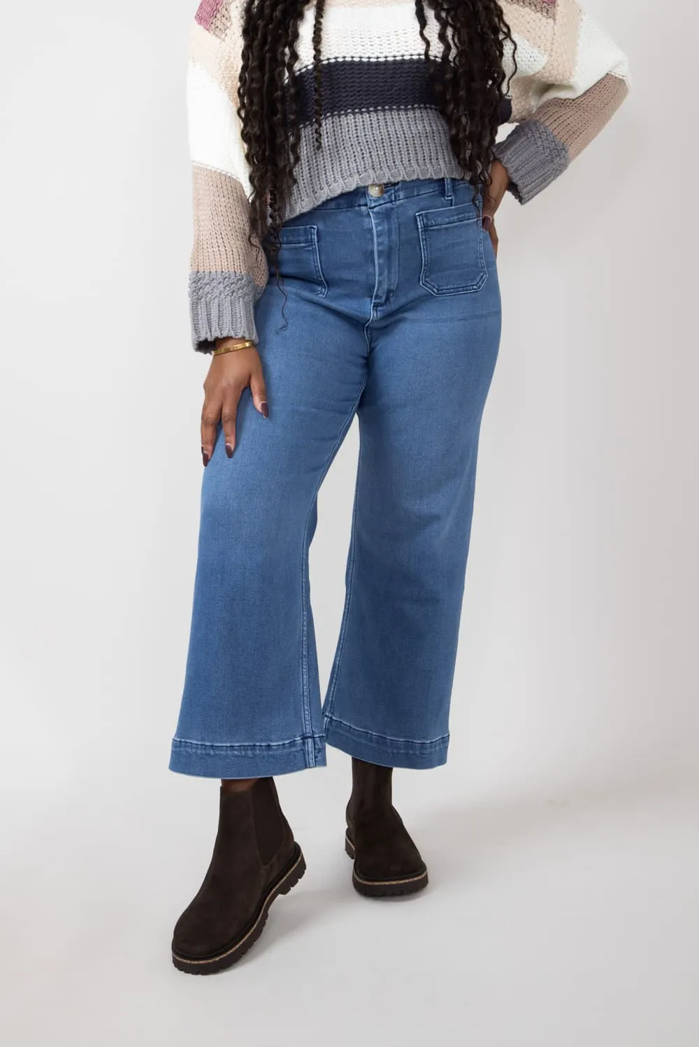 Mica High Rise Wide Leg Soft Trouser Jeans for Women | MDP-W3146