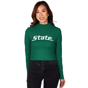 Michigan State Green Mock Neck Top