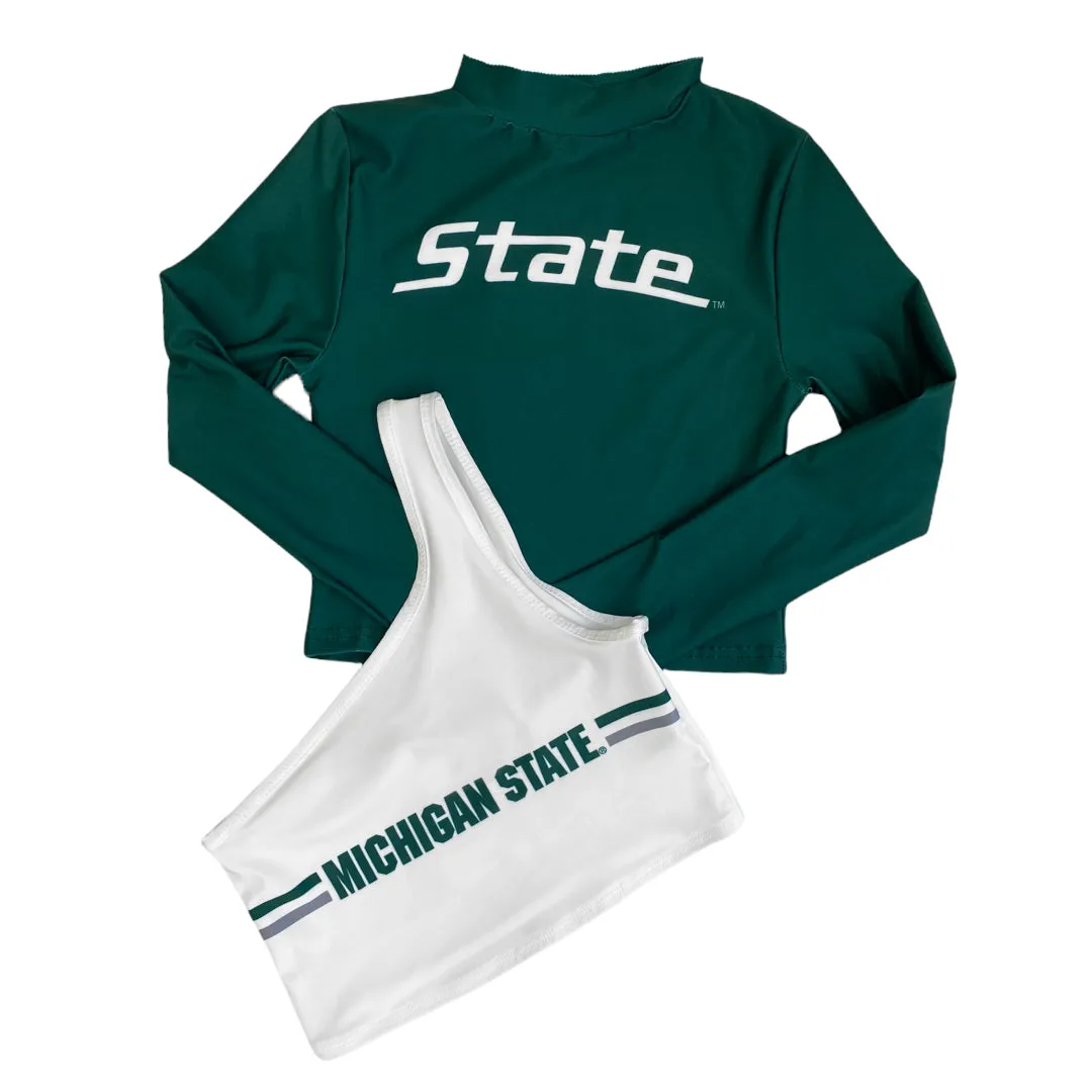 Michigan State Green Mock Neck Top