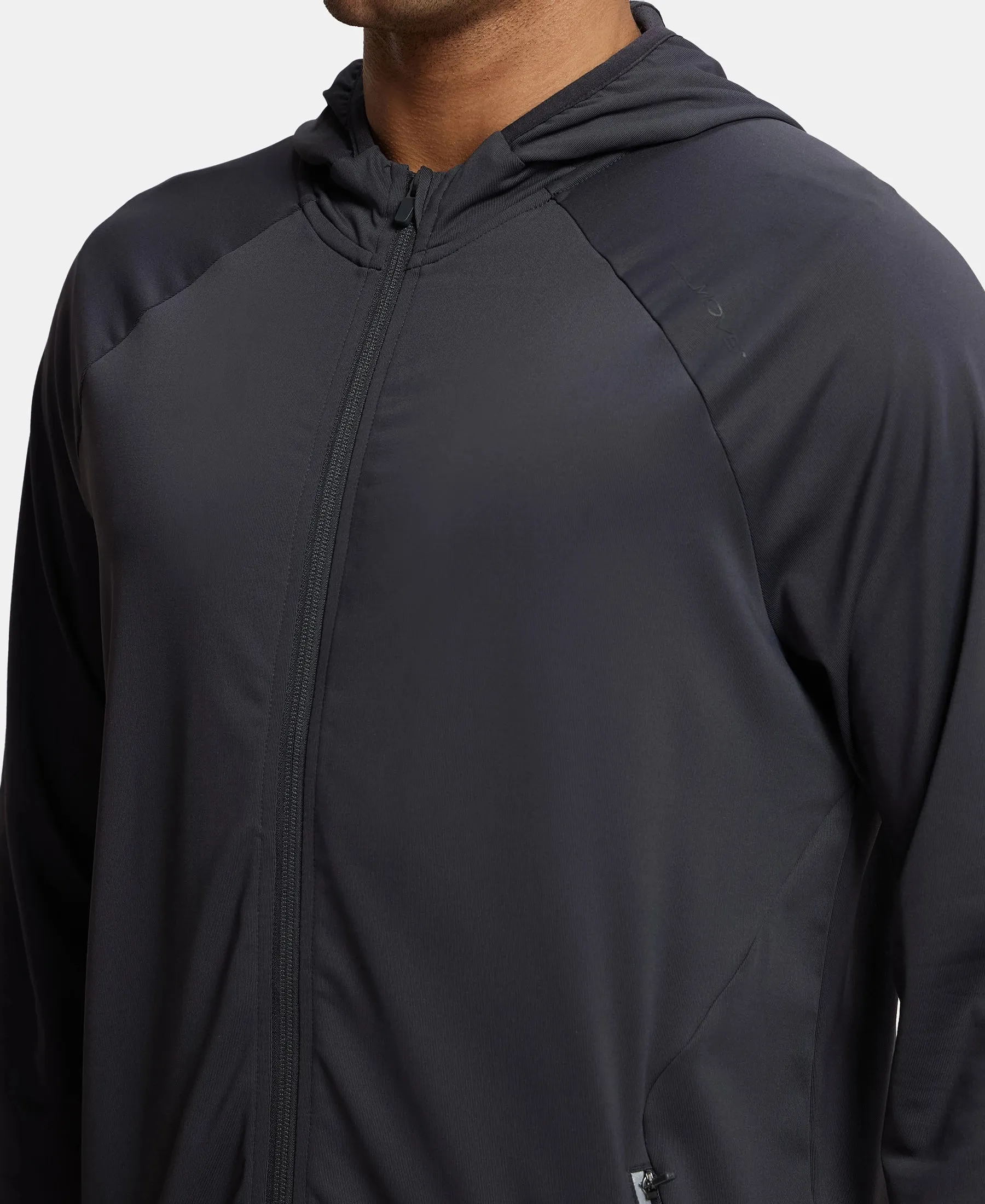 Microfiber Elastane Stretch Performance Hoodie Jacket with StayDry and StayFresh Technology - Graphite