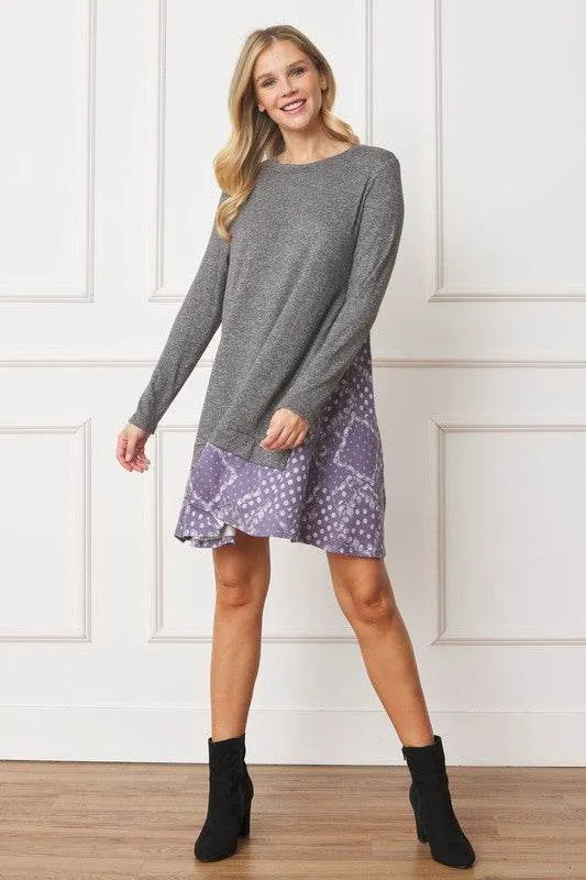 Mock Layered Bandana Paisley Mini Dress-Black