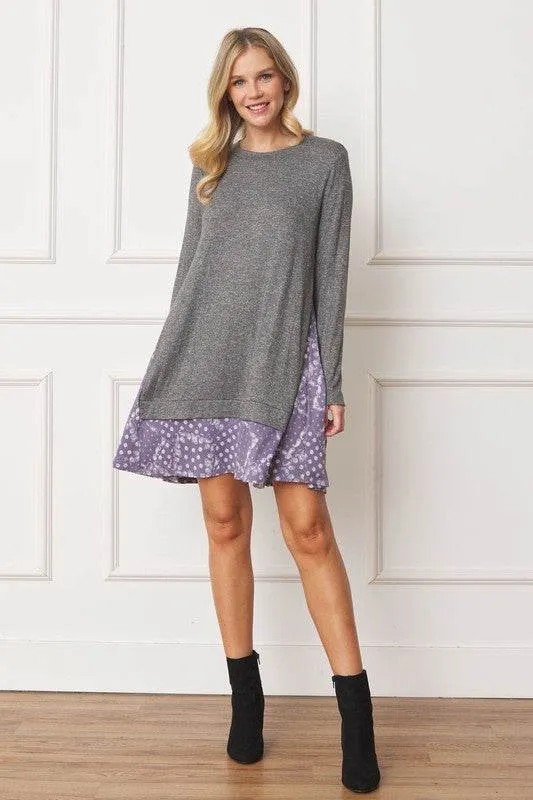 Mock Layered Bandana Paisley Mini Dress-Black
