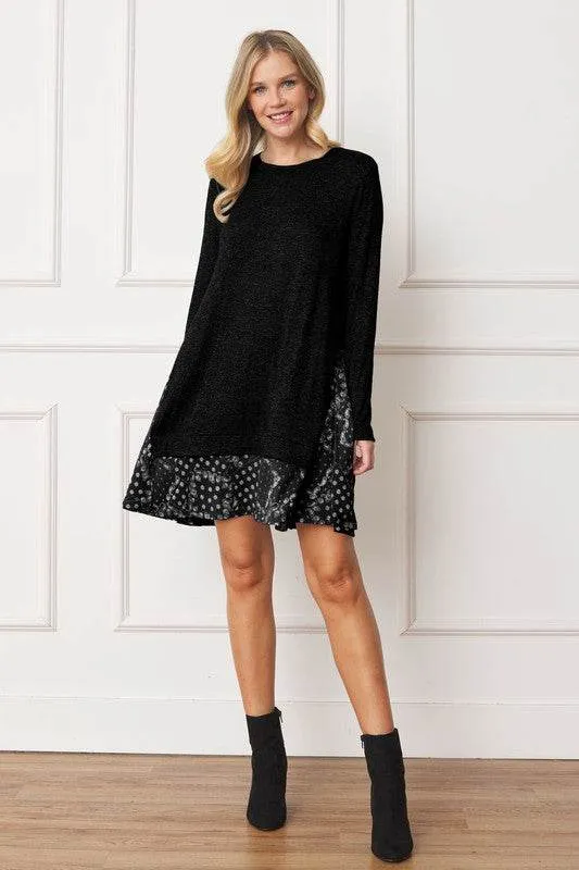 Mock Layered Bandana Paisley Mini Dress-Black