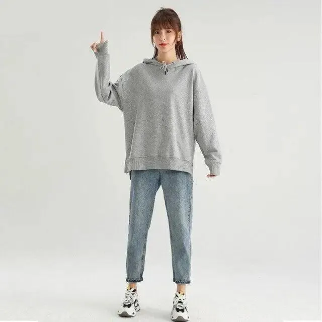 Modern Casual Oversized Hoodie Sweatshirt Women Spring Black Women's Hoodies For Women Couple Sweatshirts With Split Women's Regular Scoop Neck Hooded Oversized Hoodie