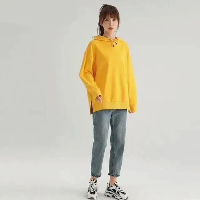 Modern Casual Oversized Hoodie Sweatshirt Women Spring Black Women's Hoodies For Women Couple Sweatshirts With Split Women's Regular Scoop Neck Hooded Oversized Hoodie