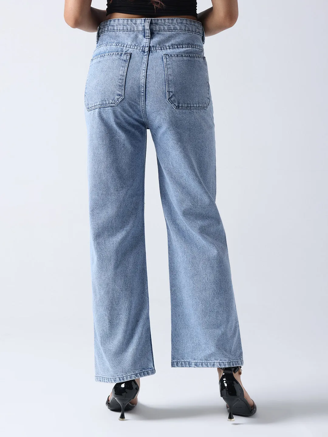 Monarch Butterfly-Non Stretch High-Rise Distressed Denim