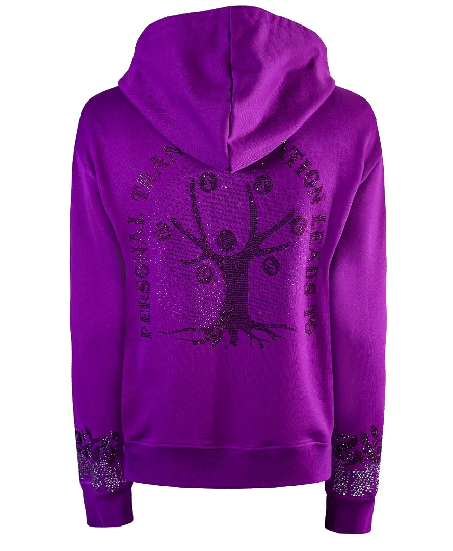 Money Tree Rhinestone Affirmation Hoodie - Purple
