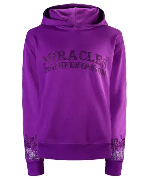 Money Tree Rhinestone Affirmation Hoodie - Purple