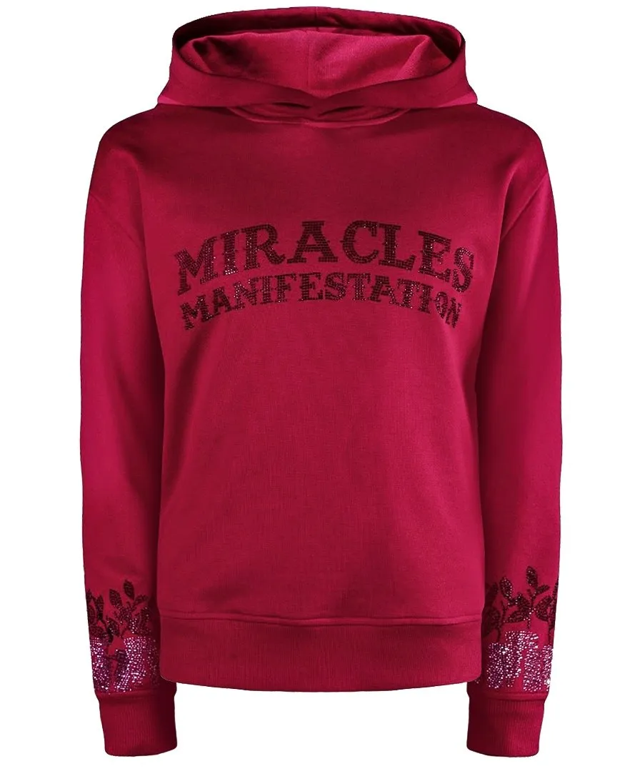 Money Tree Rhinestone Affirmation Hoodie - Raspberry