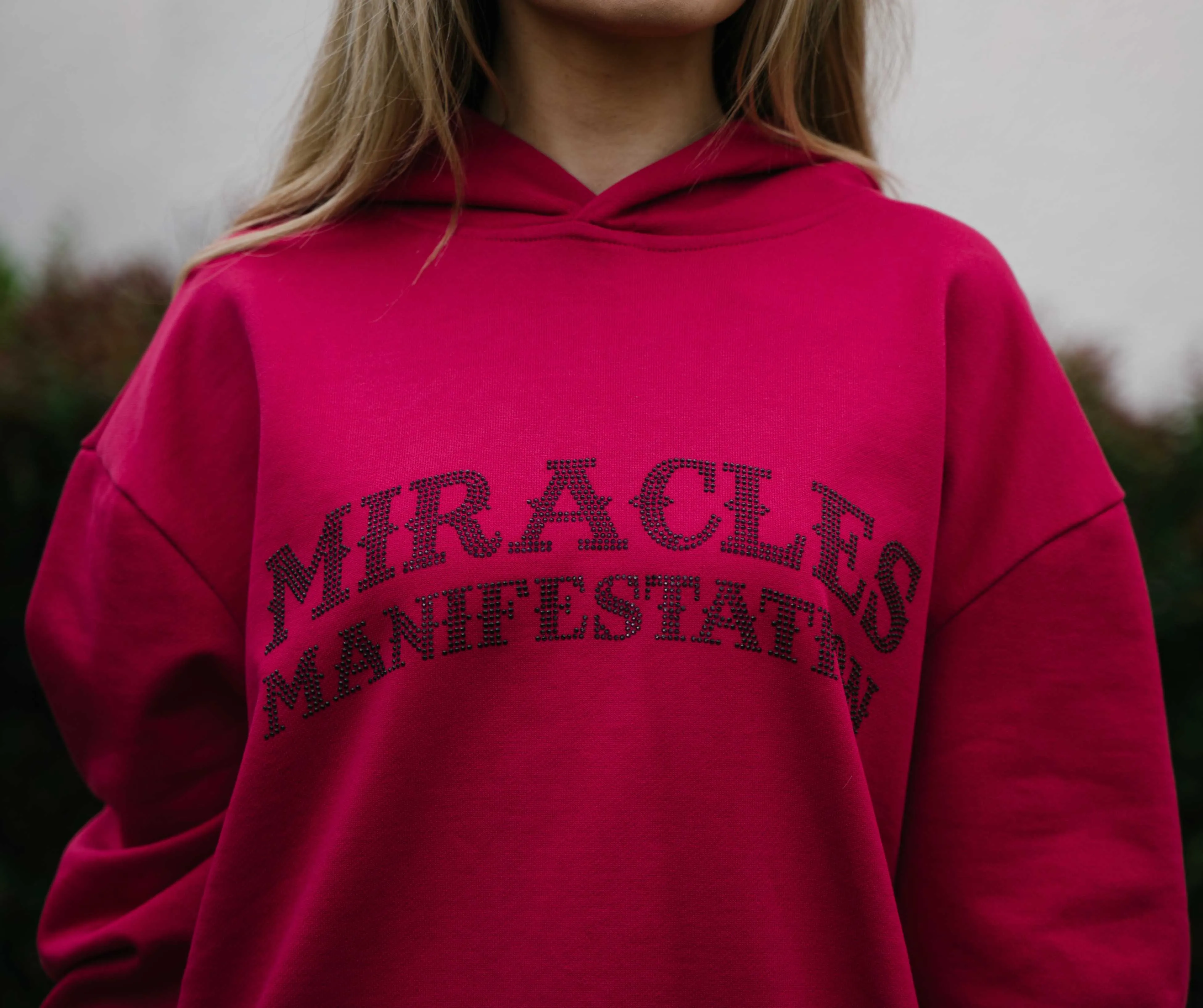 Money Tree Rhinestone Affirmation Hoodie - Raspberry