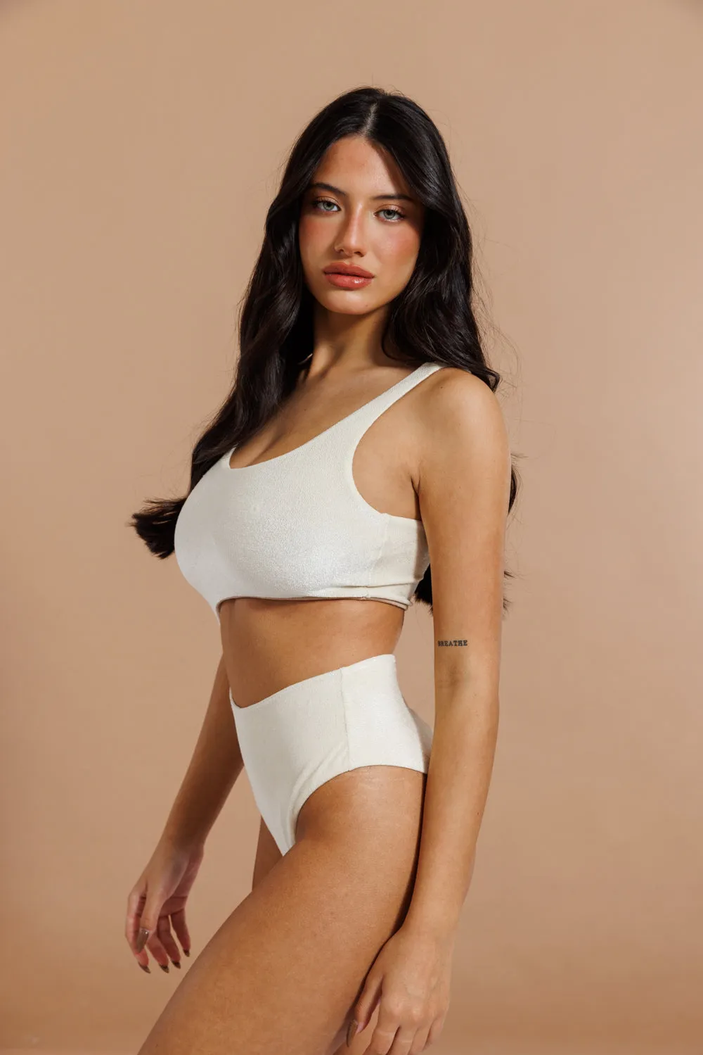 Moon one piece swimsuit soft pearl