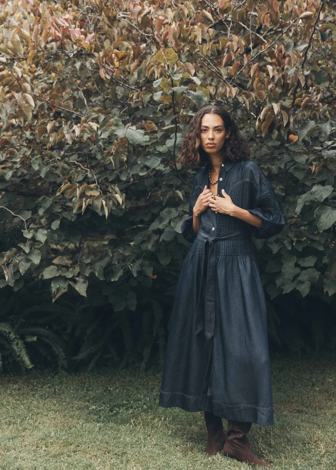 MOS The Label - Cleo Denim Shirt Dress in Indigo