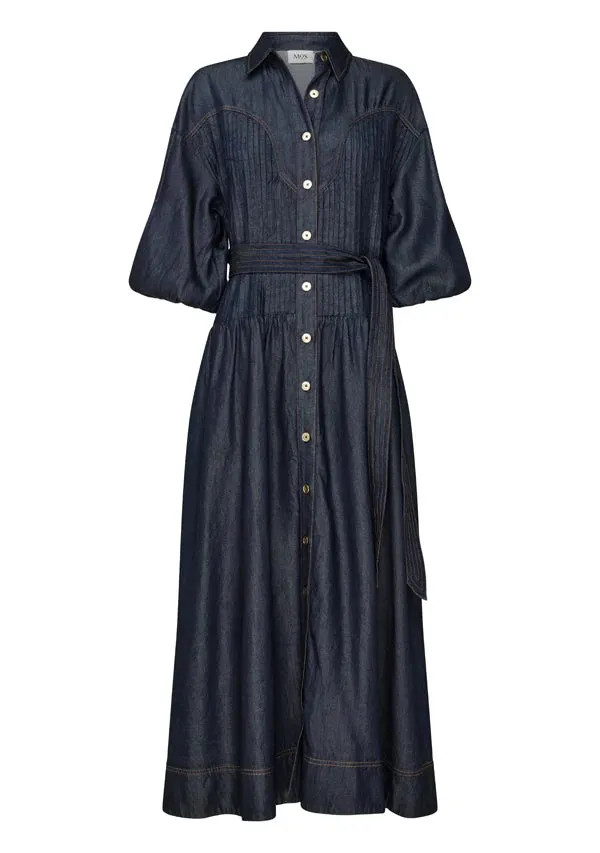 MOS The Label - Cleo Denim Shirt Dress in Indigo