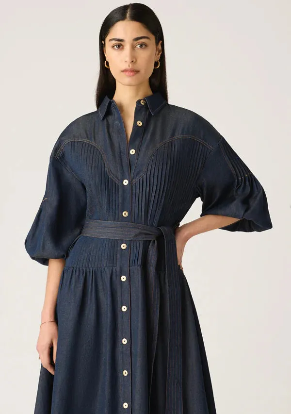 MOS The Label - Cleo Denim Shirt Dress in Indigo