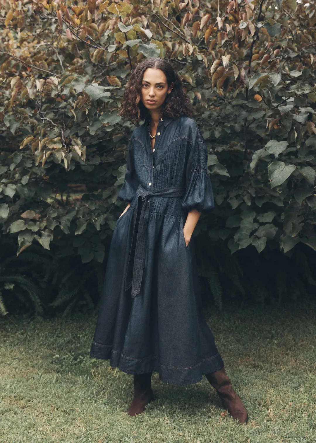 MOS The Label - Cleo Denim Shirt Dress in Indigo