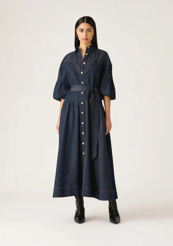 MOS The Label - Cleo Denim Shirt Dress in Indigo