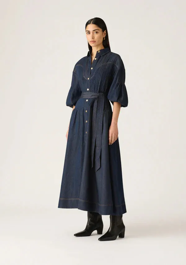 MOS The Label - Cleo Denim Shirt Dress in Indigo