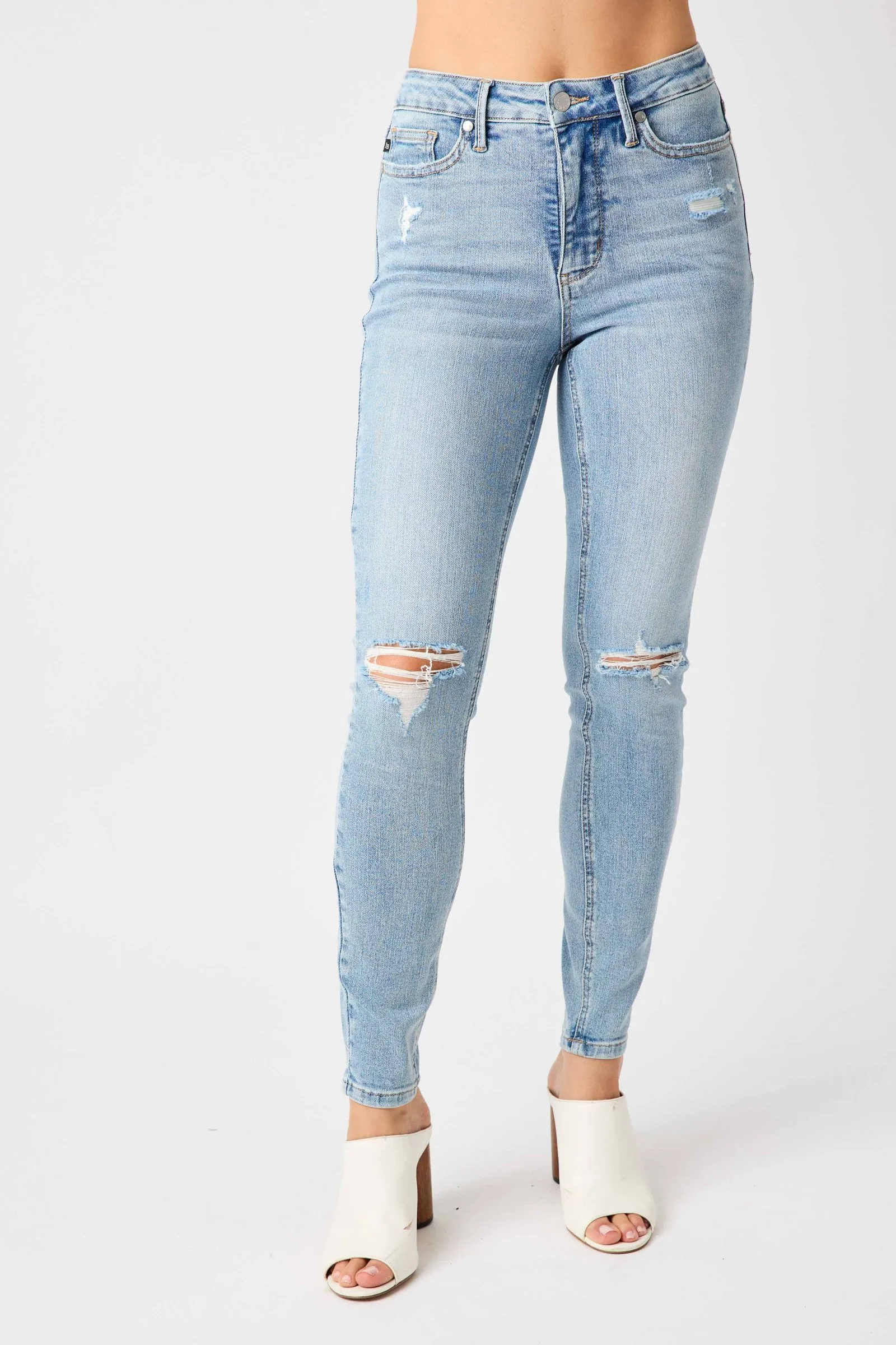 MR TUMMY CONTROL DESTROY SKINNY JEANS BY JUDY BLUE