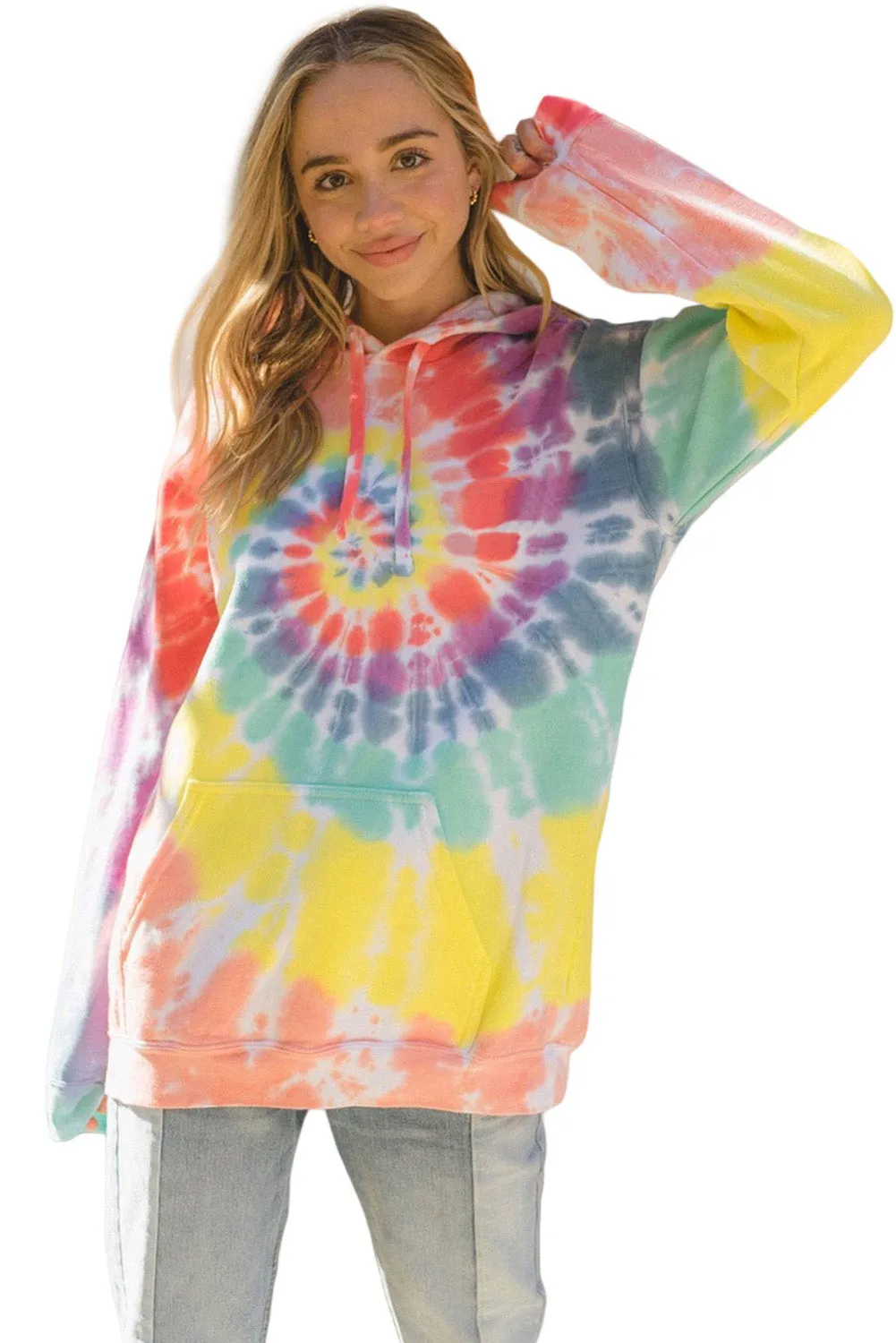 Multicolor Oversized Rainbow Tie Dye Hoodie