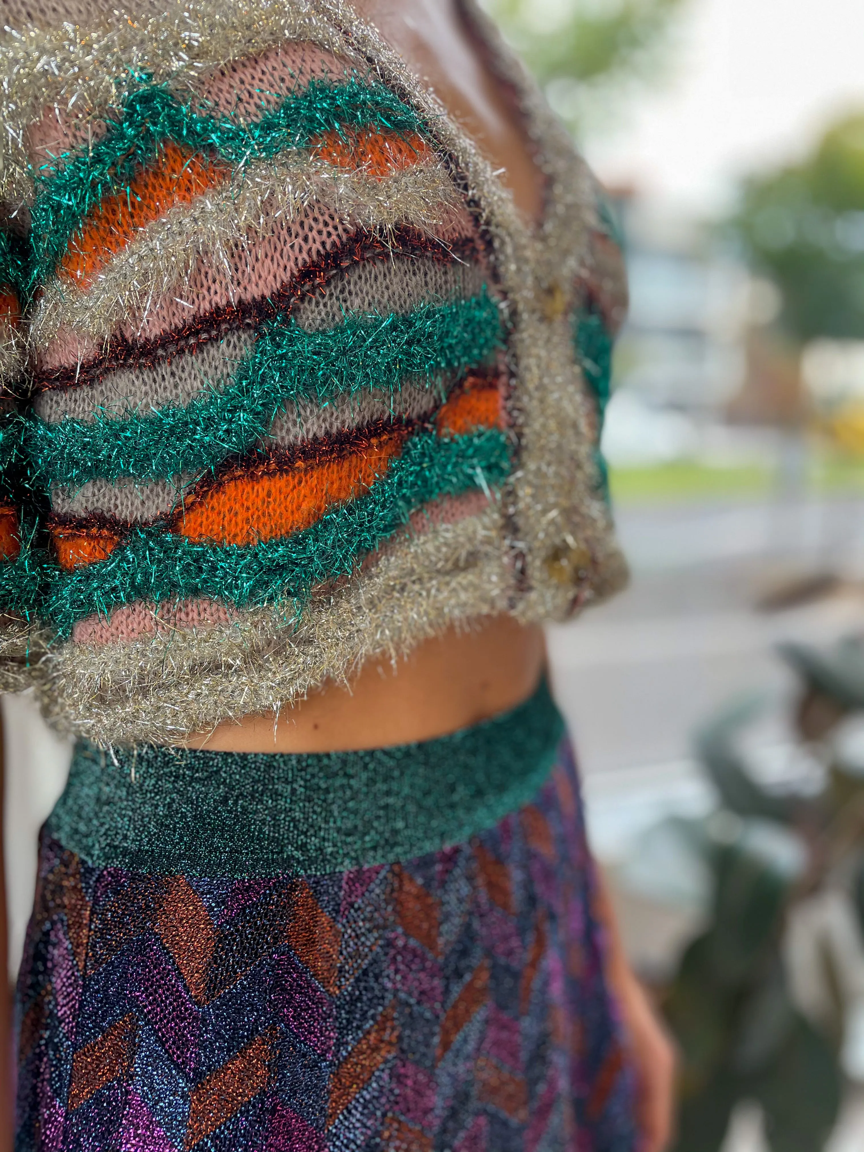 Multicolour Cropped Cardigan