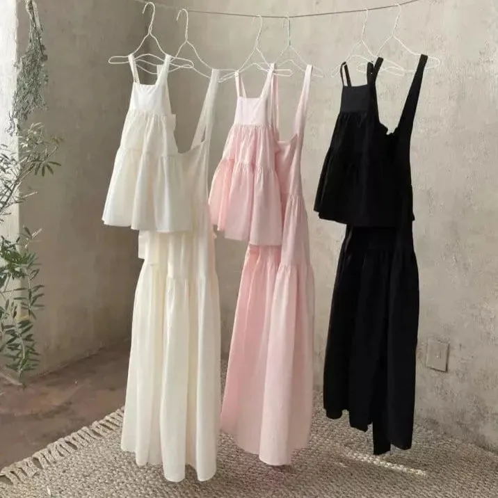 Myriel Cotton Pinafore Dress (Ivory)