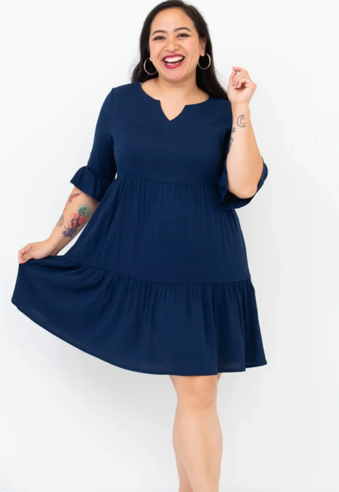 Navy Ruffle Dress