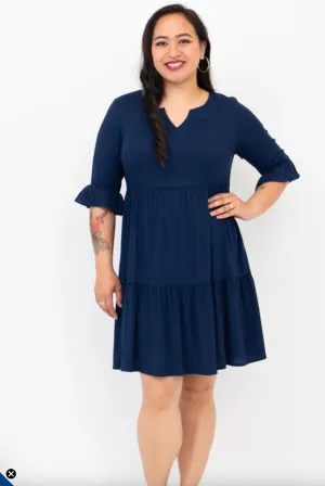 Navy Ruffle Dress