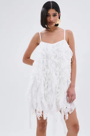 NEVER MET A GIRL LIKE ME RUFFLE MINI DRESS