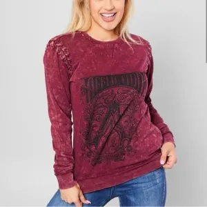 New Affliction Historic Iron Burgundy Pullover Sweatshirt