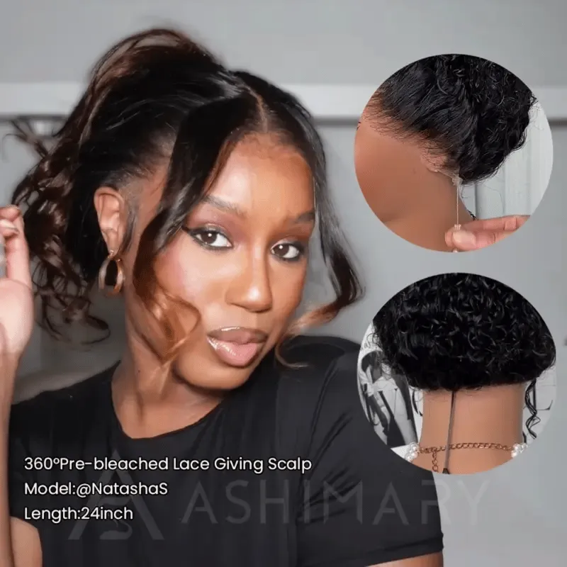 New Black Ombre Brown Highlight 3D Body Wave 360 Lace with Invisi Strap Pre Bleached & Plucked Wig