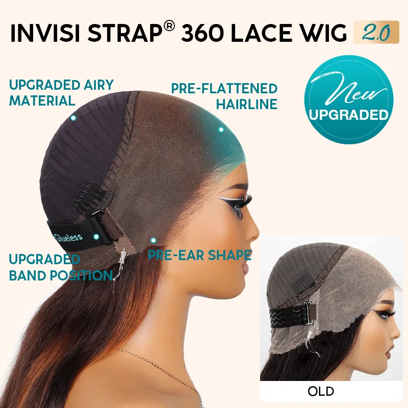 New Black Ombre Brown Highlight 3D Body Wave 360 Lace with Invisi Strap Pre Bleached & Plucked Wig