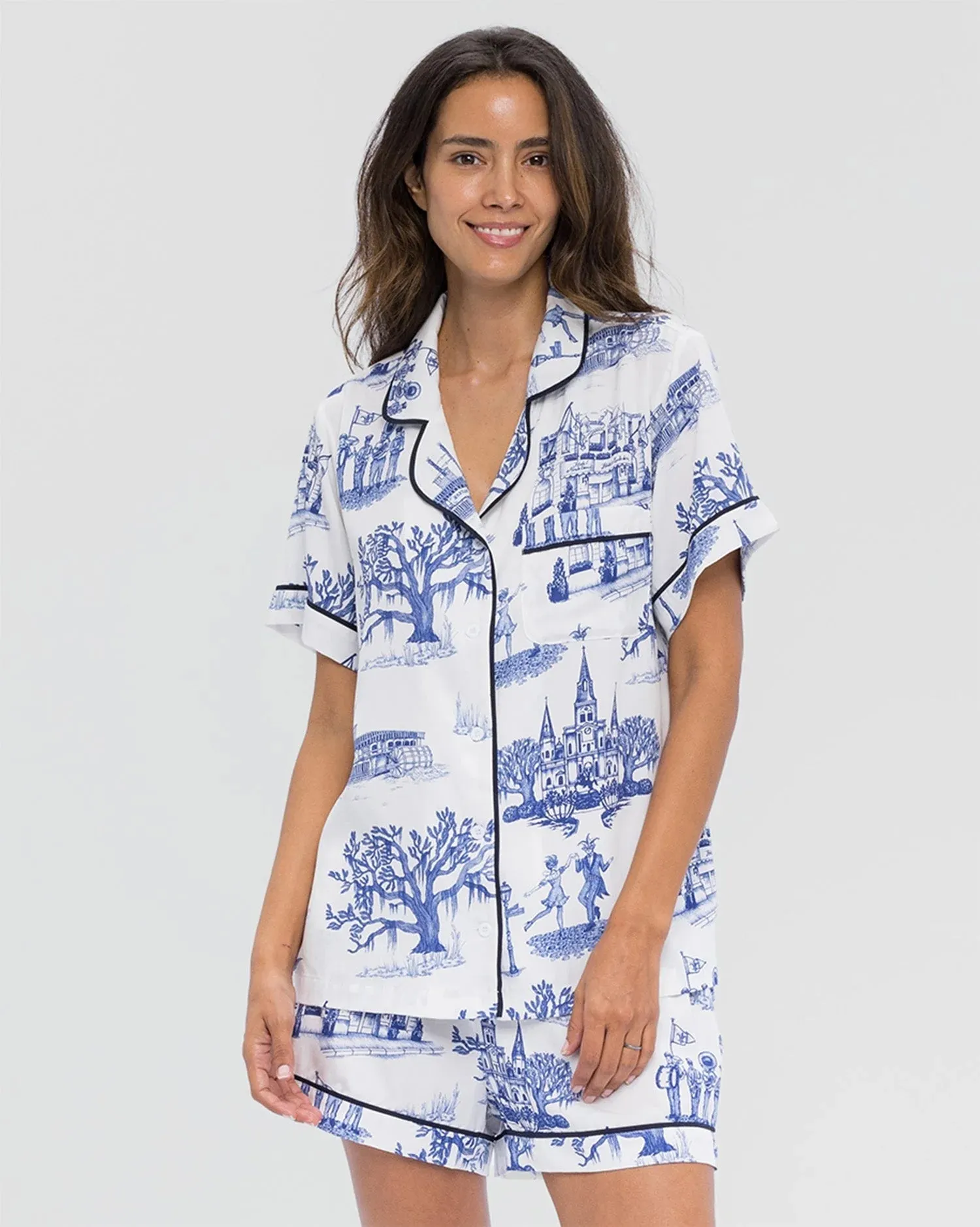 NEW ORLEANS TOILE PAJAMA SHORTS SET