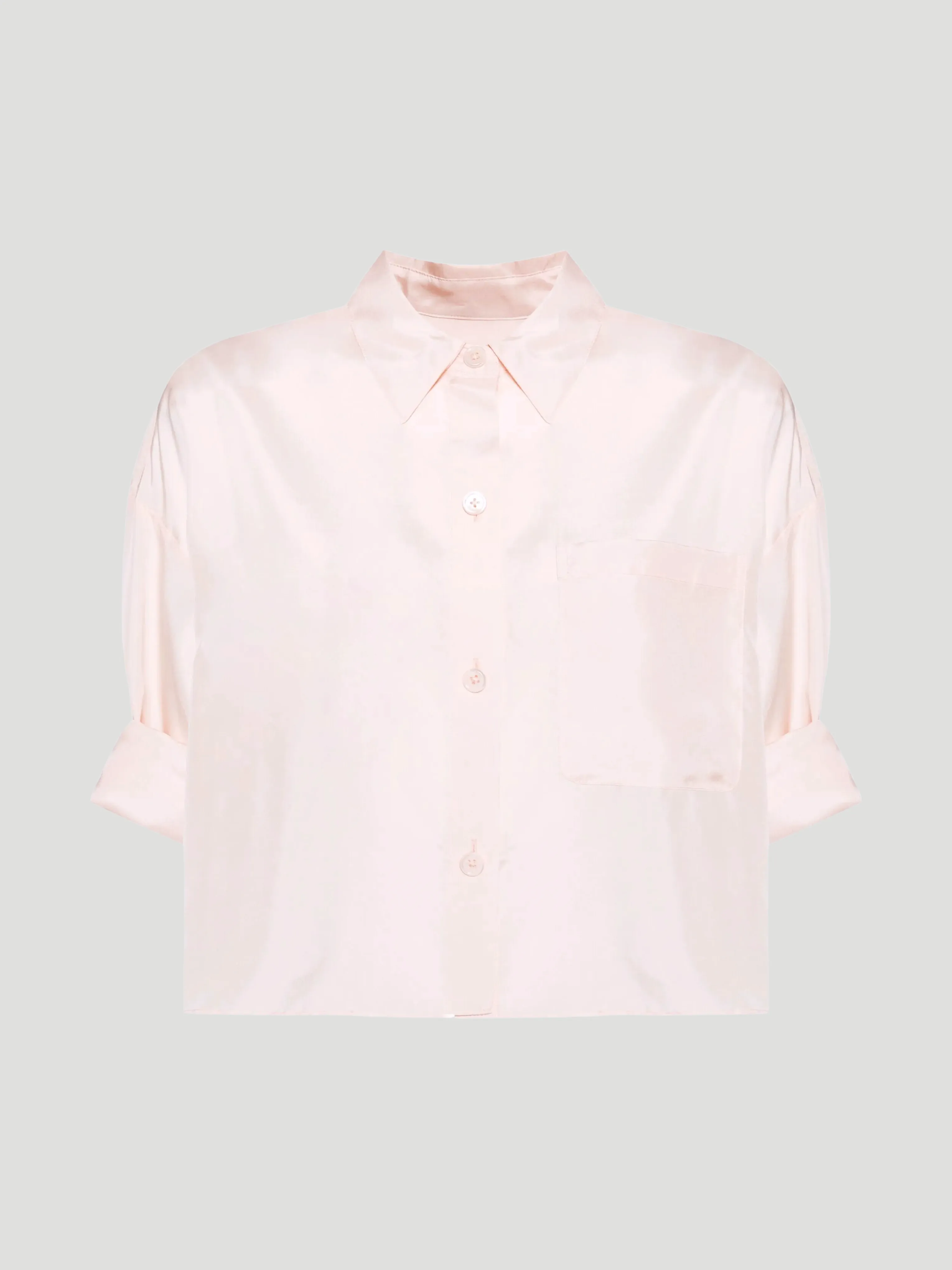 Next Ex Cotton Cropped Shirt in Pale Pink