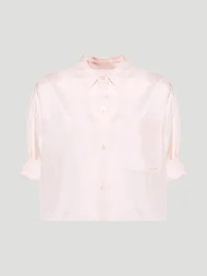 Next Ex Cotton Cropped Shirt in Pale Pink
